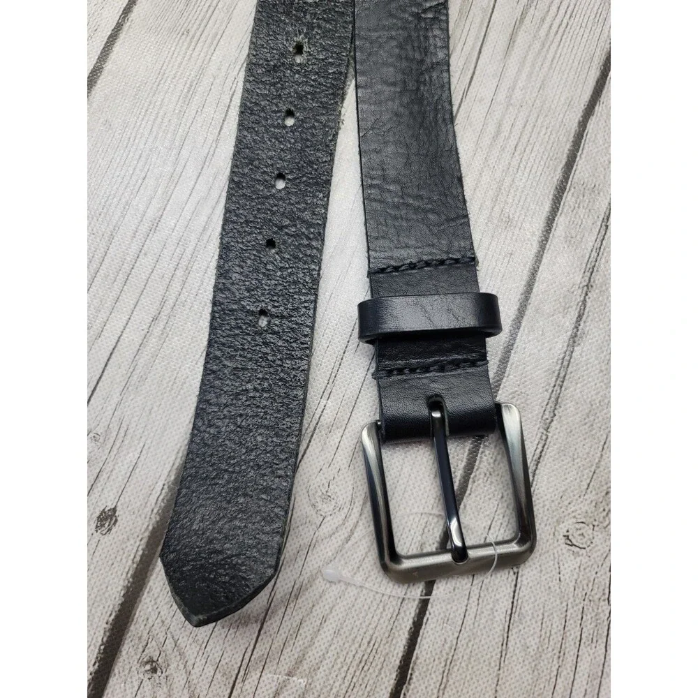 Nickel Smart Black Brown Leather Belt W/ Silver Buckle Men's 42 Lot Of 2